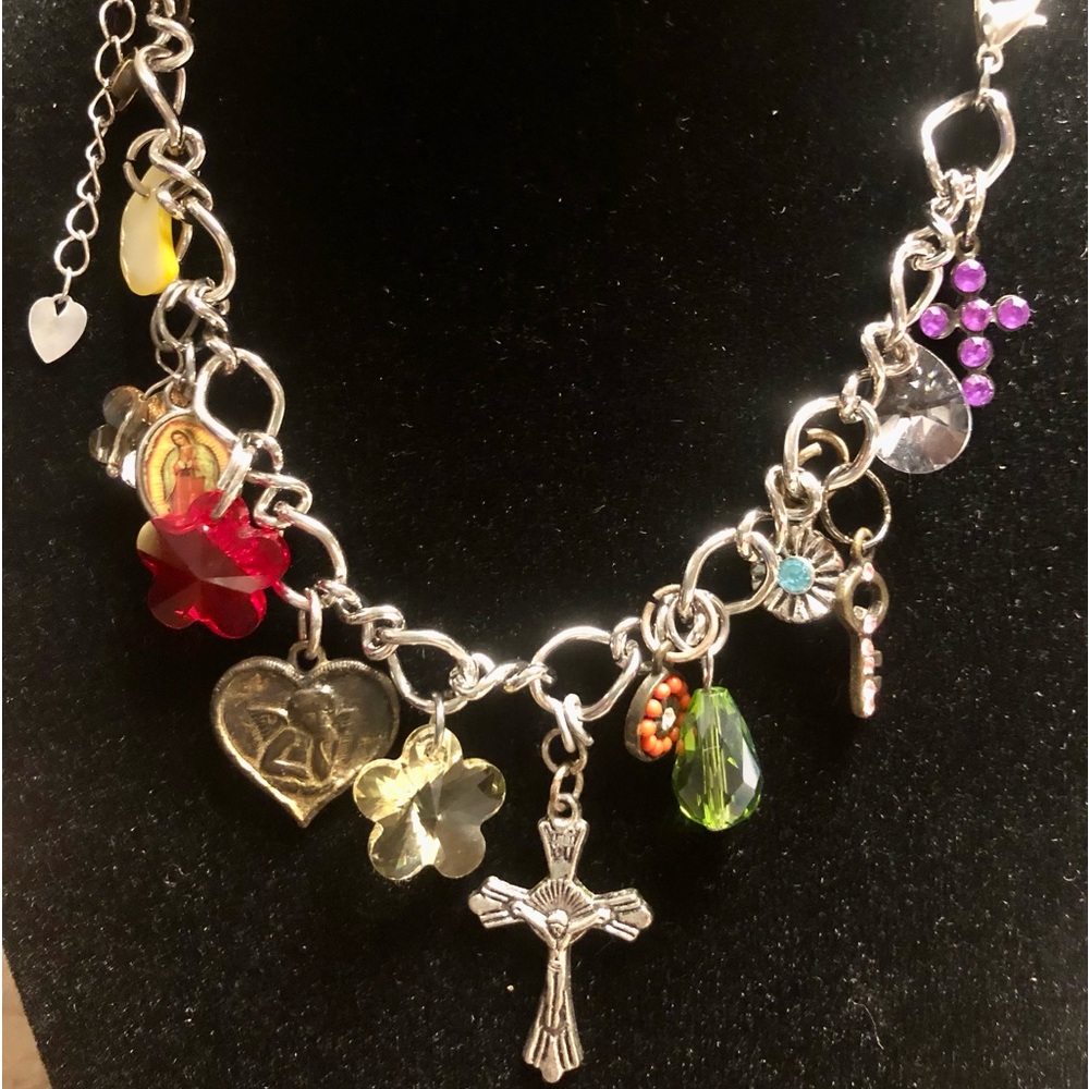 SWAROVSKI CRYSTAL ELEMENTS FLOWER & ANGEL CHARM BRACELET🌹🎀✨🌟